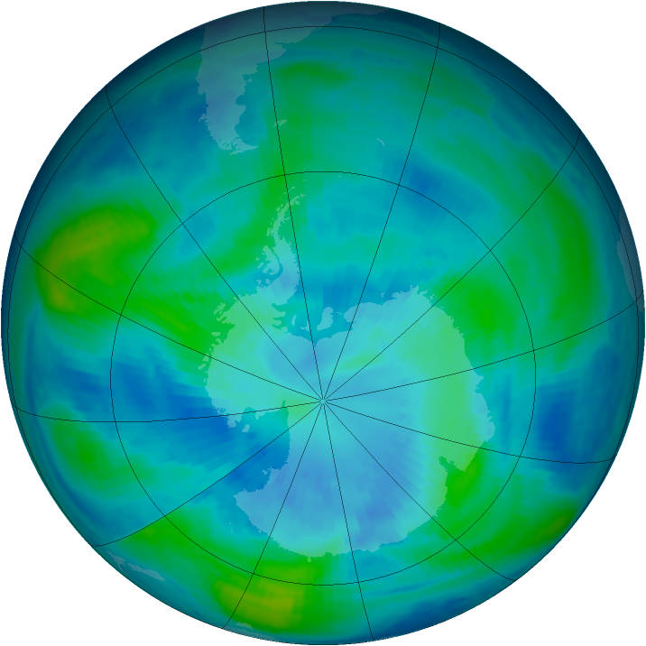 Antarctic ozone map for 31 March 1998